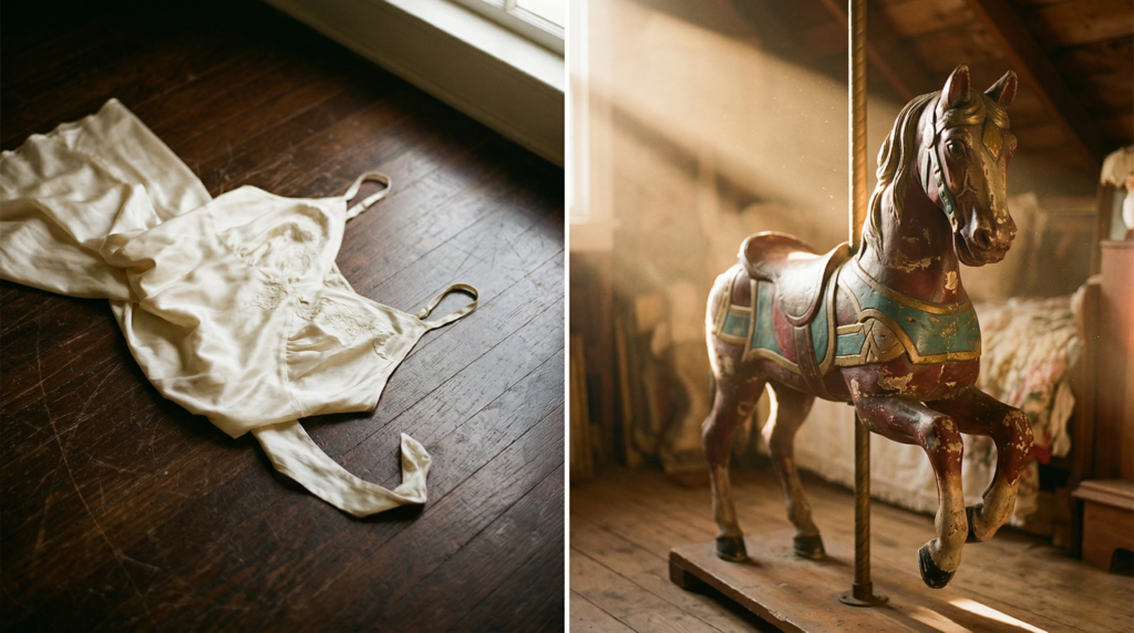 vintage-wooden-horse-vs-silk-dress-nostalgia-aesthetic
