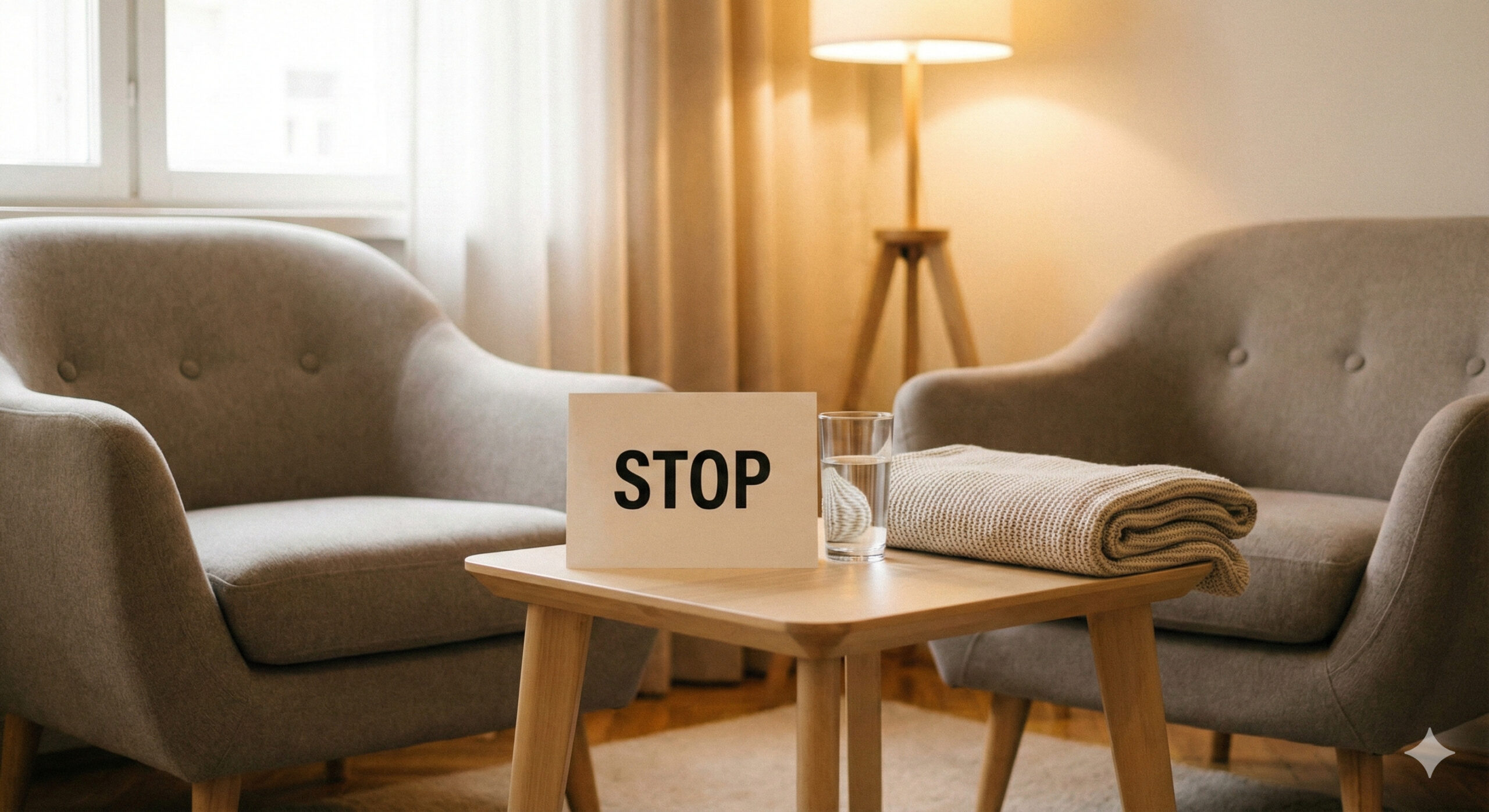 stop-card-with-water-and-blanket