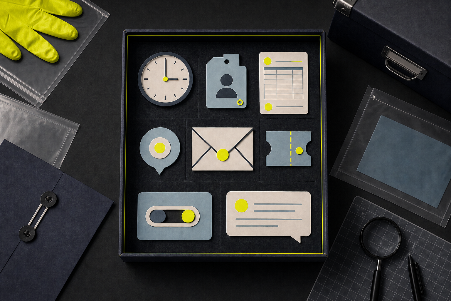 Organized gambling exit evidence kit with acid-lemon markers for timestamp, account, confirmation and support records